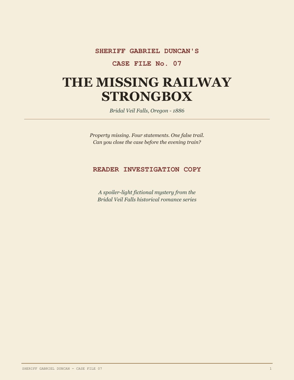 Case cover for Sheriff Gabriel Duncan's case: The Missing Railway Strongbox